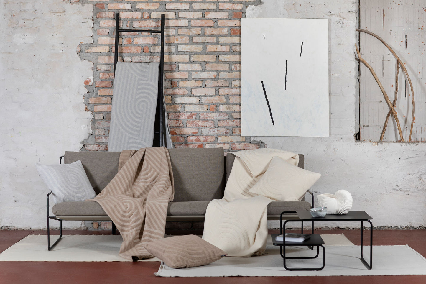 Decke gebogene Linien sand 150 x 200 cm