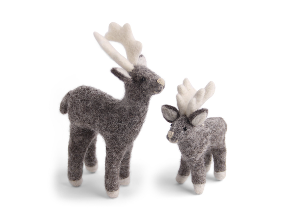 Rentier grau Mutter & Baby "2er Set"