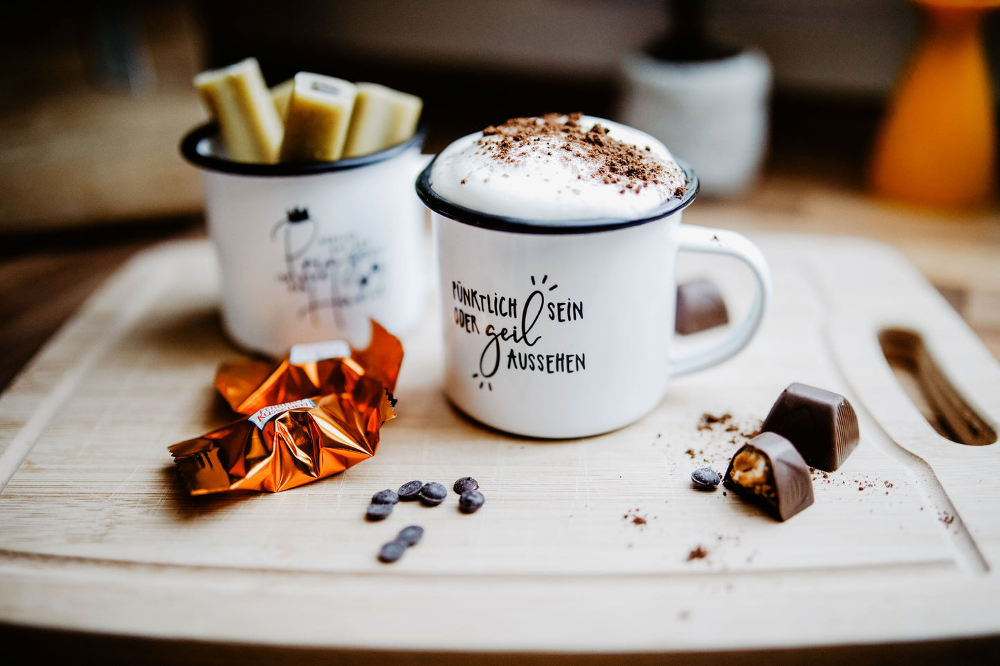 Emaille Tasse Pünktlich sein