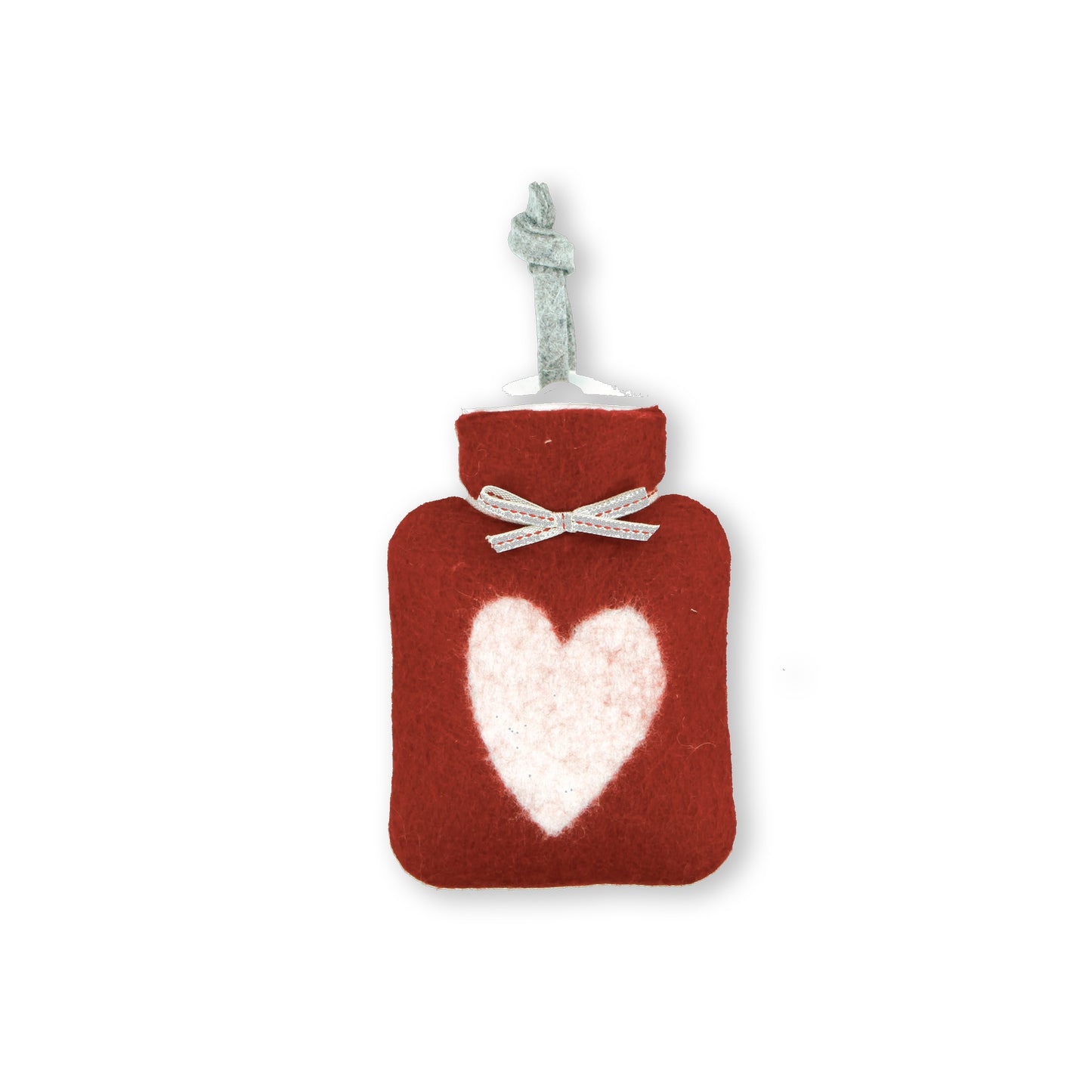 Mini Wärmflasche Herz rot weiss
