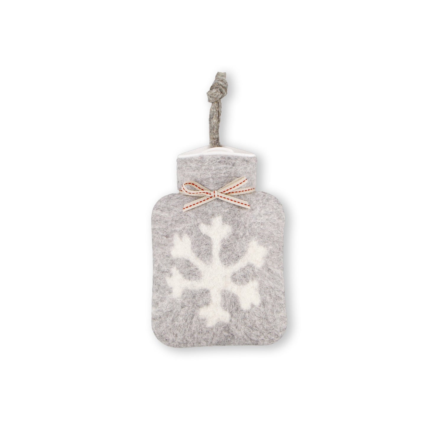 Mini Wärmflasche Schneeflocke hellgrau weiss