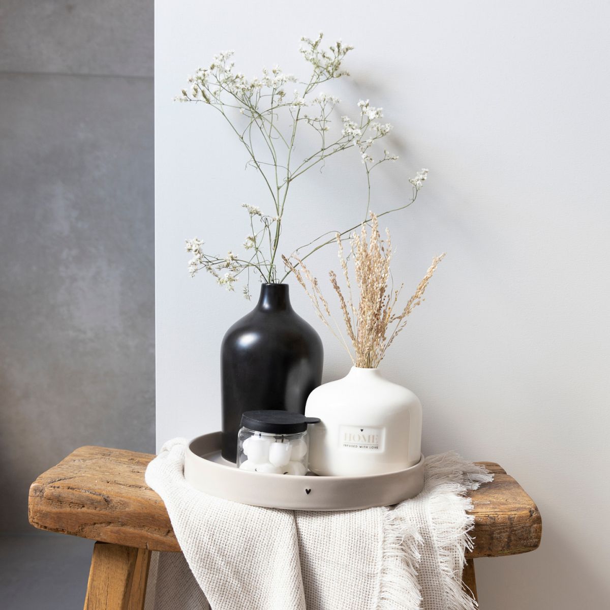 Tablett rund beige