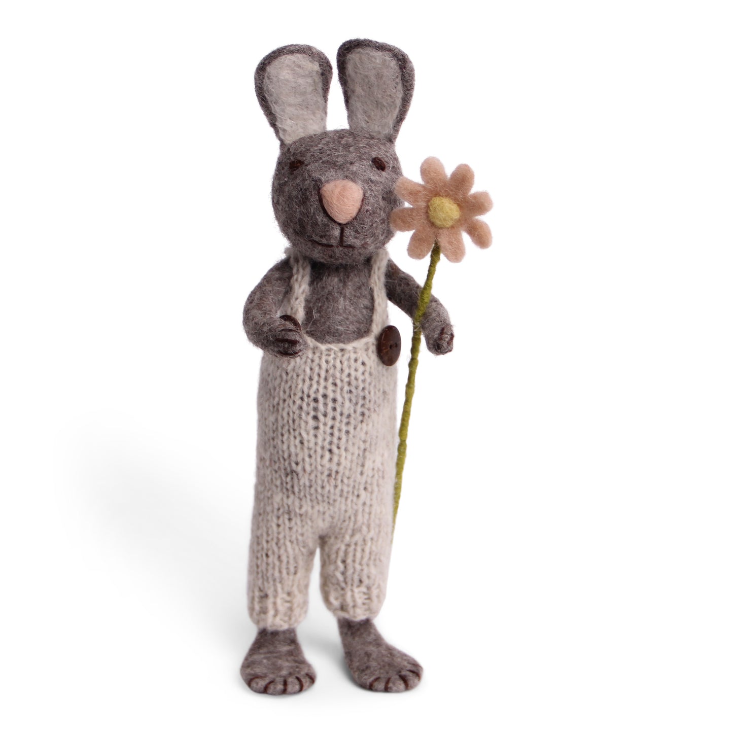 Grauer Hase mit Blume und Hose