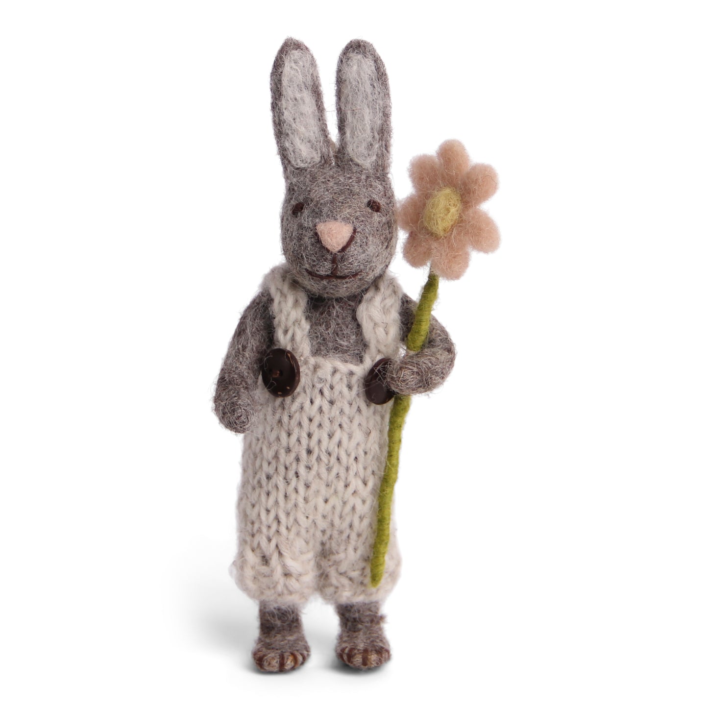 Grauer Hase mit Blume und Hose