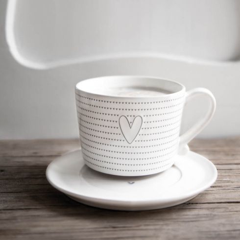 Cappuccino Unterteller rund mit grauem Herz