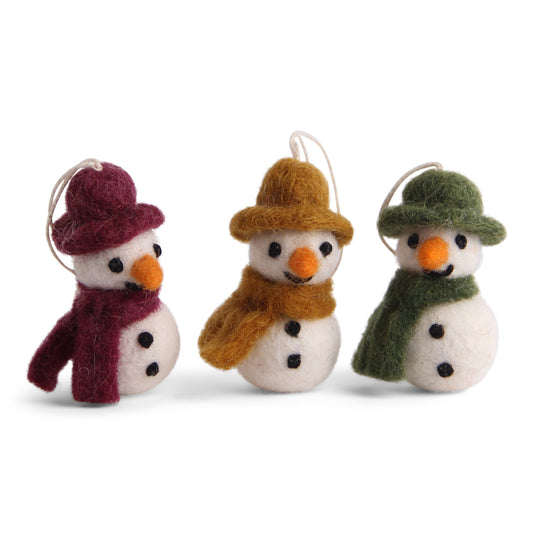 Mini Schneemann mit Schal Farbig "3er Set"