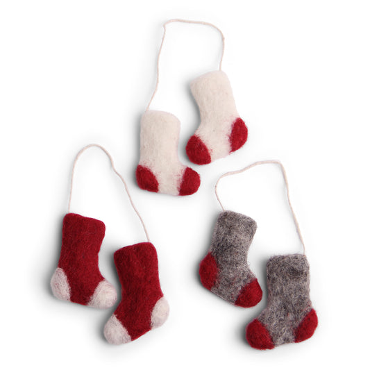 Weihnachtssocken rot weiss grau "3er Set"