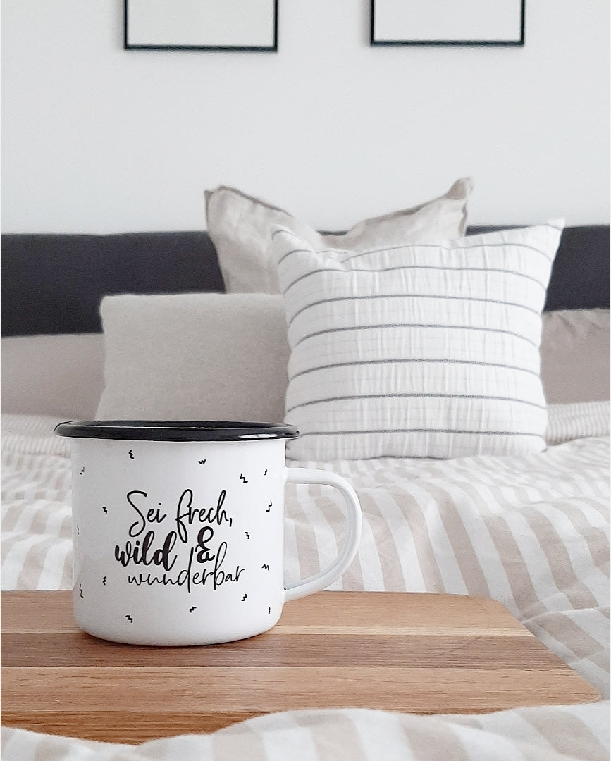 Emaille Tasse Frech, wild & wunderbar