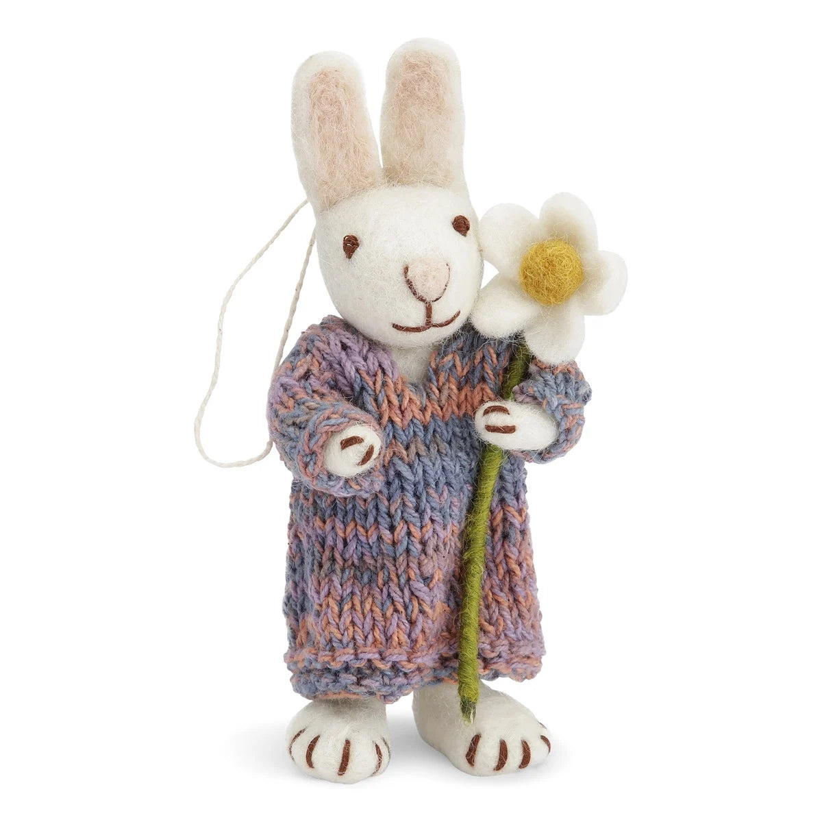 Weisser Hase mit farbigem Kleid und Blume