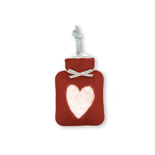 Mini Wärmflasche Herz rot weiss